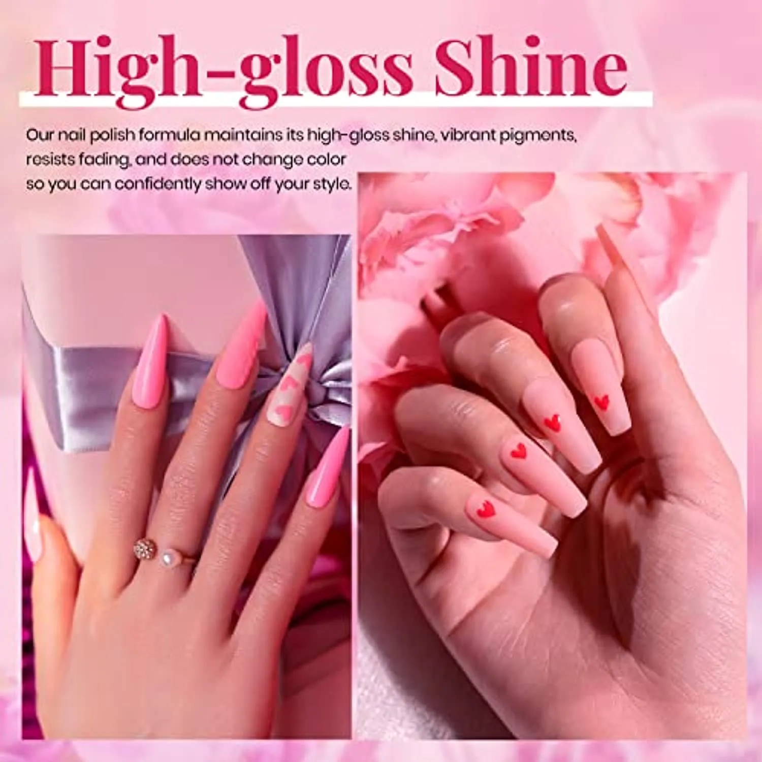 Beetles Valentine's Day Glitter Baby Pink Red Gel Nail Polish Set 6 Colors Pink White Gel Polish Kit Soak Off LED Lamp Nail Gel Kit Christmas New Year Girlfriend Gift for Women Mom Manicure Kit