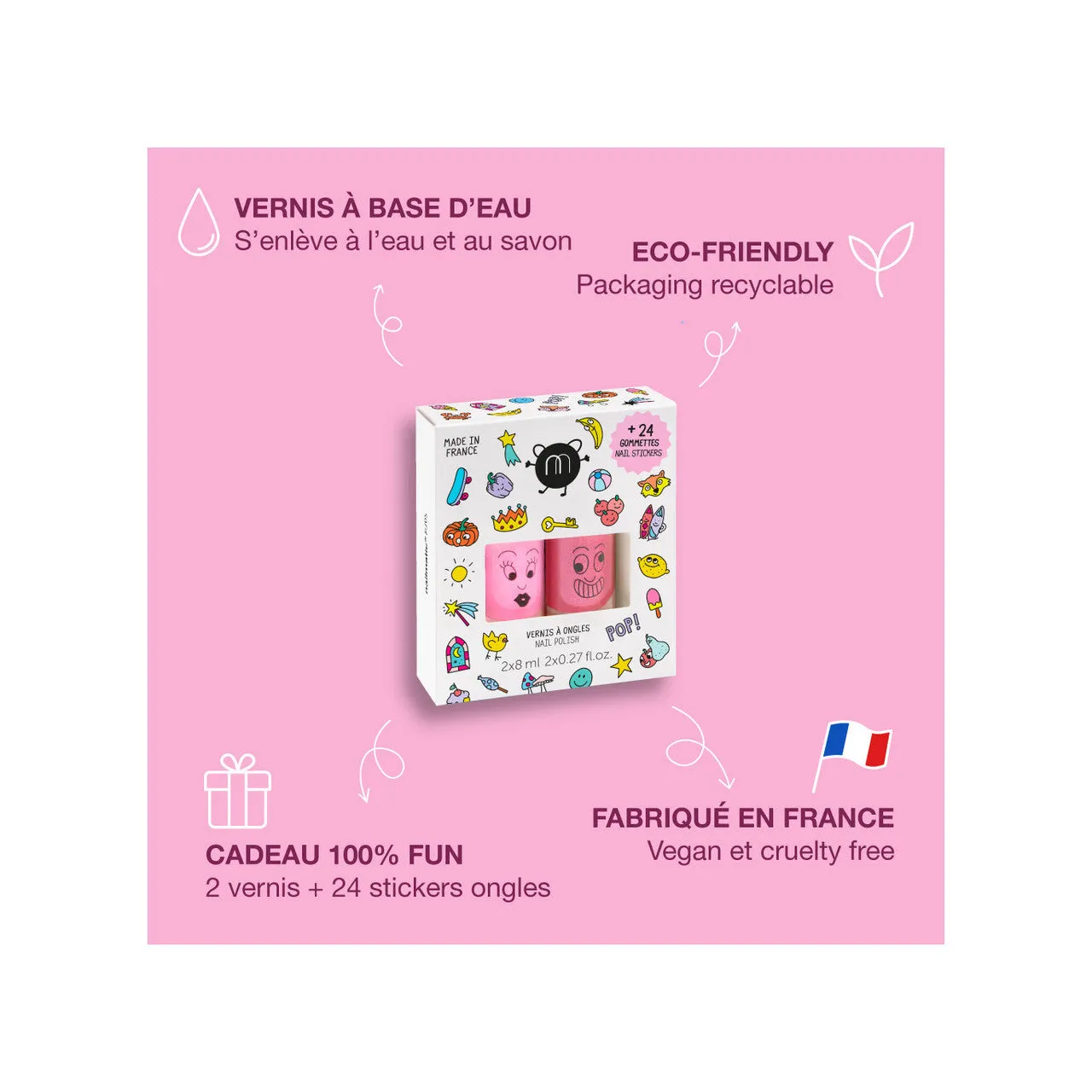 Set: 2 nail polishes   nail sticker POP
